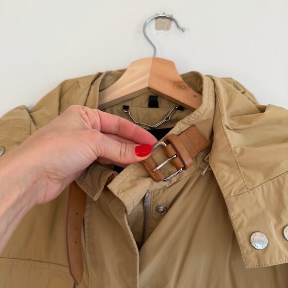 Belstaff Zip Up Utility Long Waxed Field Jacket British Khaki - Picture 5 of 14